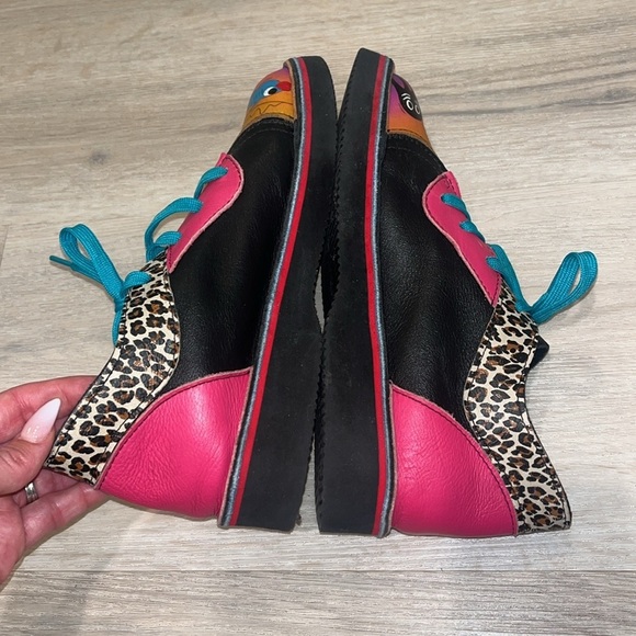 SoleTech Hand Painted Leather Lace Up Shoes Women 7 leopard funky whimsical - Picture 8 of 13